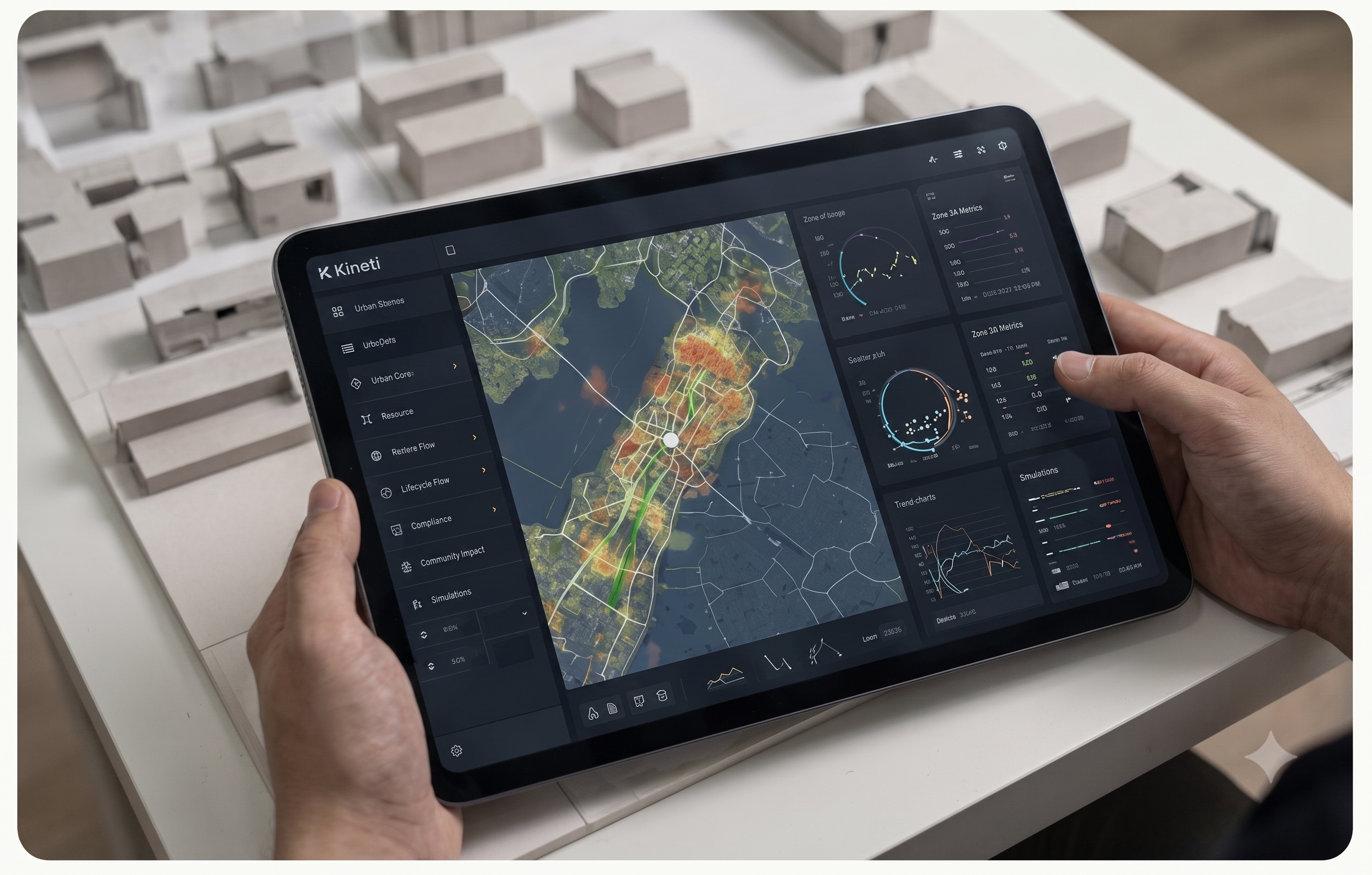 Pointi OS interface on an iPad before construction