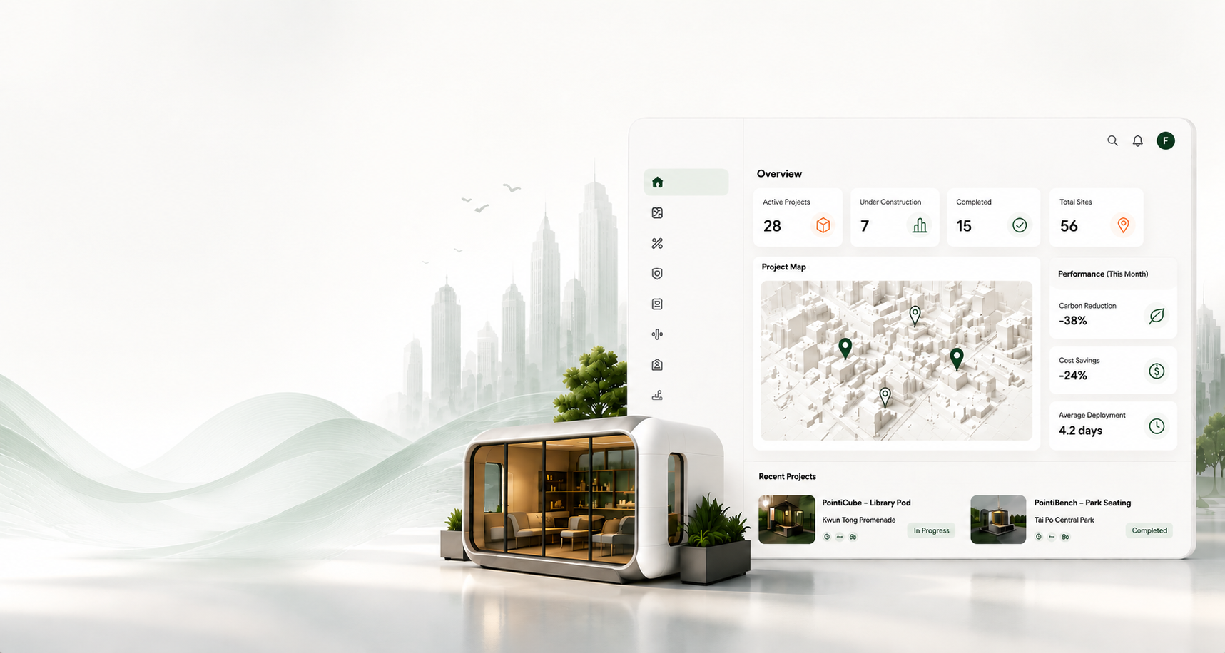 Pointi OS dashboard connected to a PointiCube micro architecture